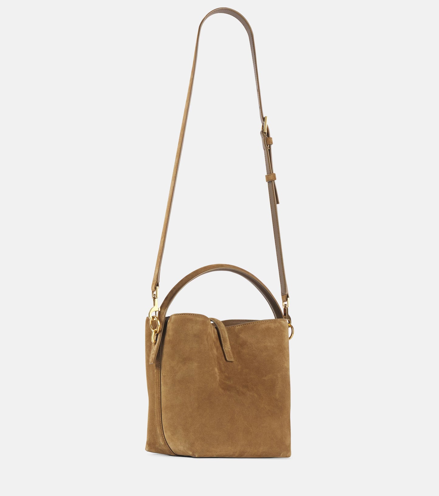 Small suede bucket bag