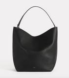 Belted tote black grain