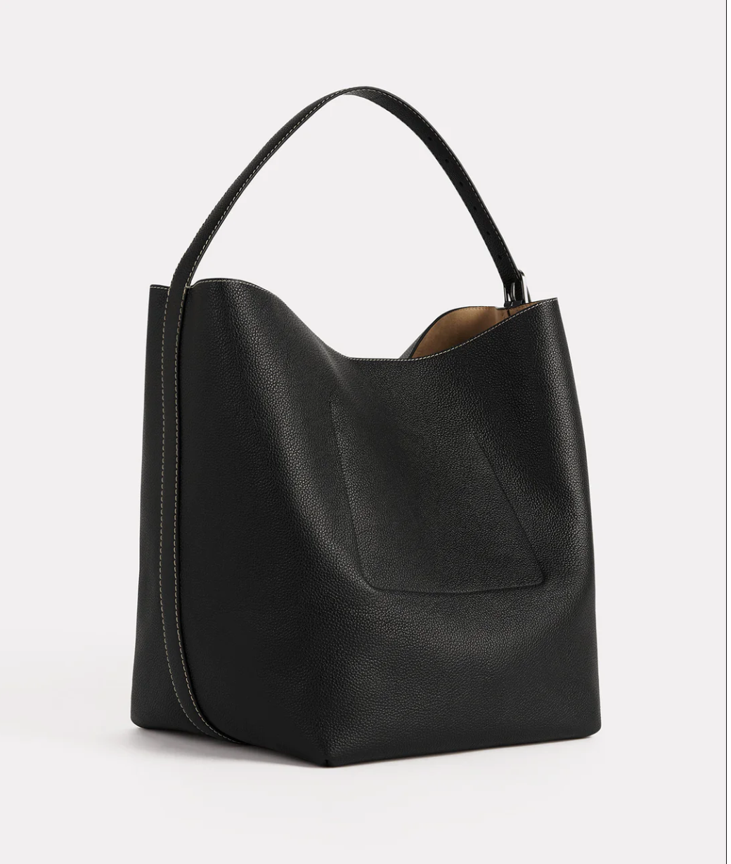 Belted tote black grain