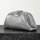 Lauren 1980 small intrecciato metallic leather clutch